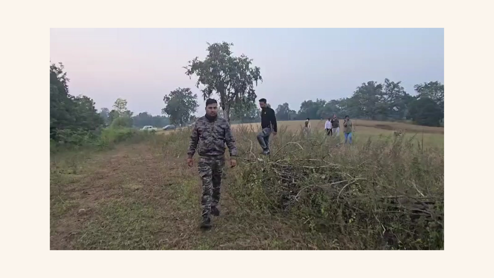 Forest officer conducting site survey after tampering incident at Jashpur